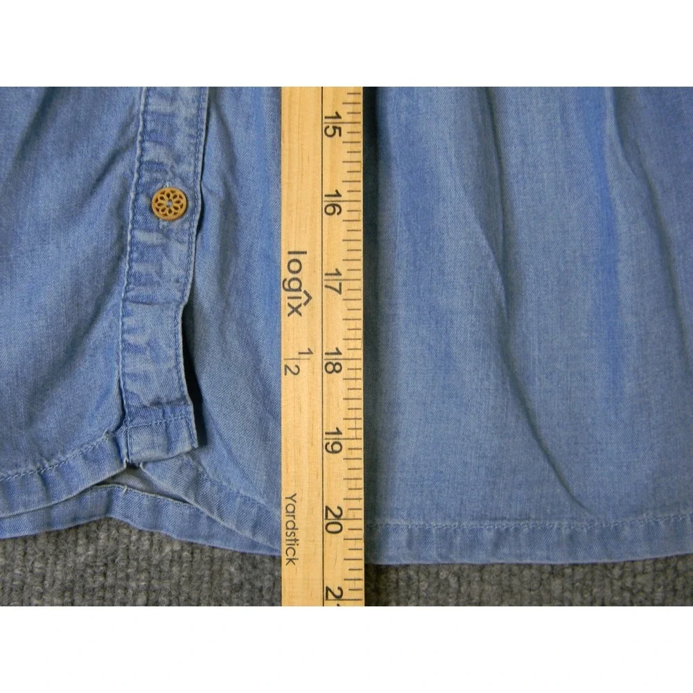 Haute Hippie Style Girls 3T Blue Chambray Dress Floral Embroidered Lace Collar